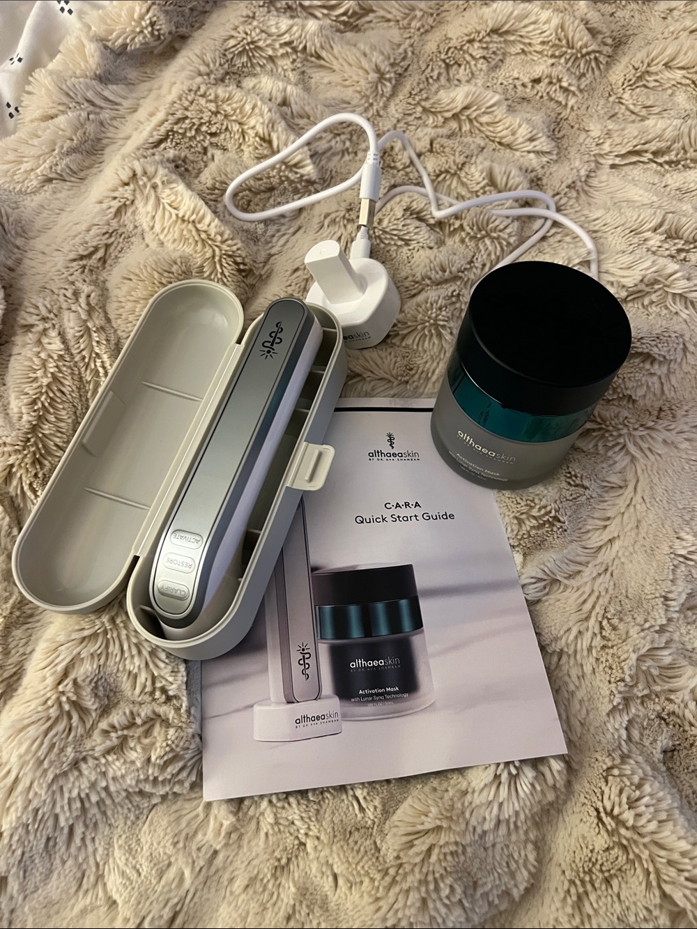 C-A-R-A Portable Skincare Device with Charger — Silver/White